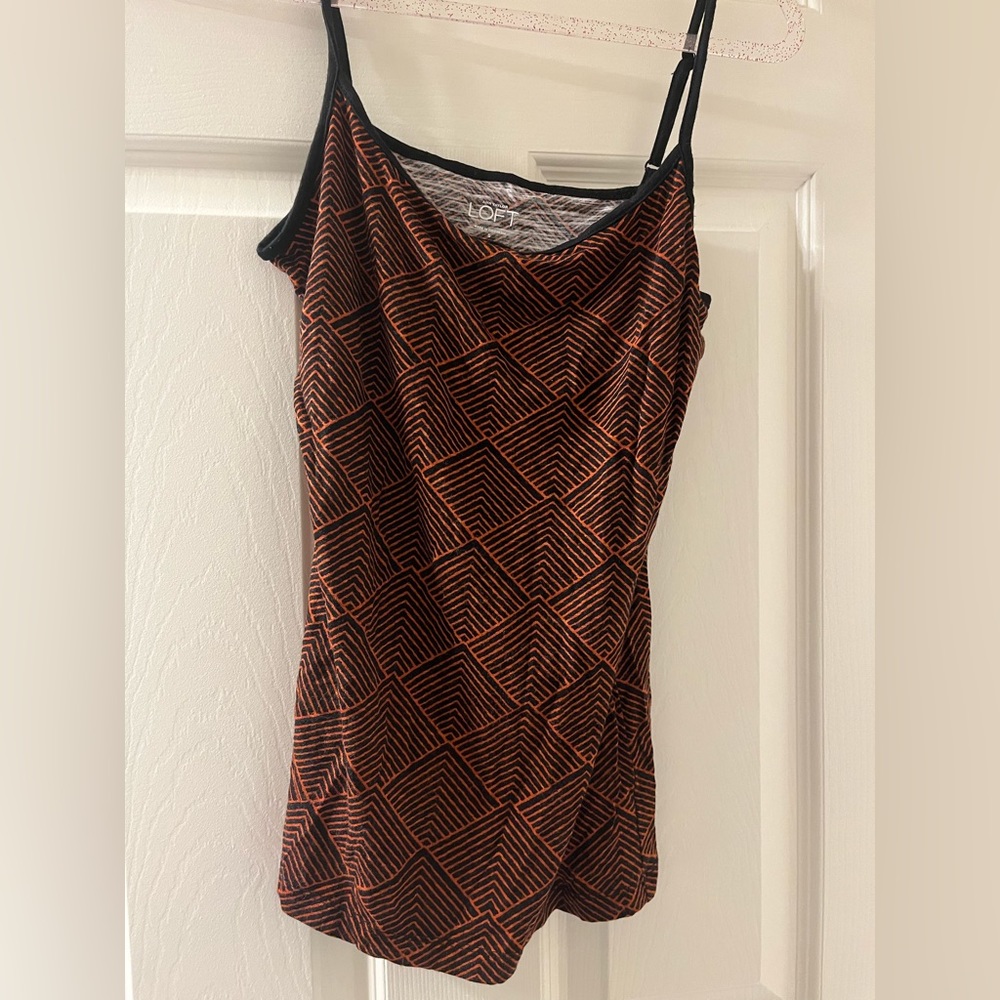 ann taylor loft women’s orange and navy spaghetti strap tank top